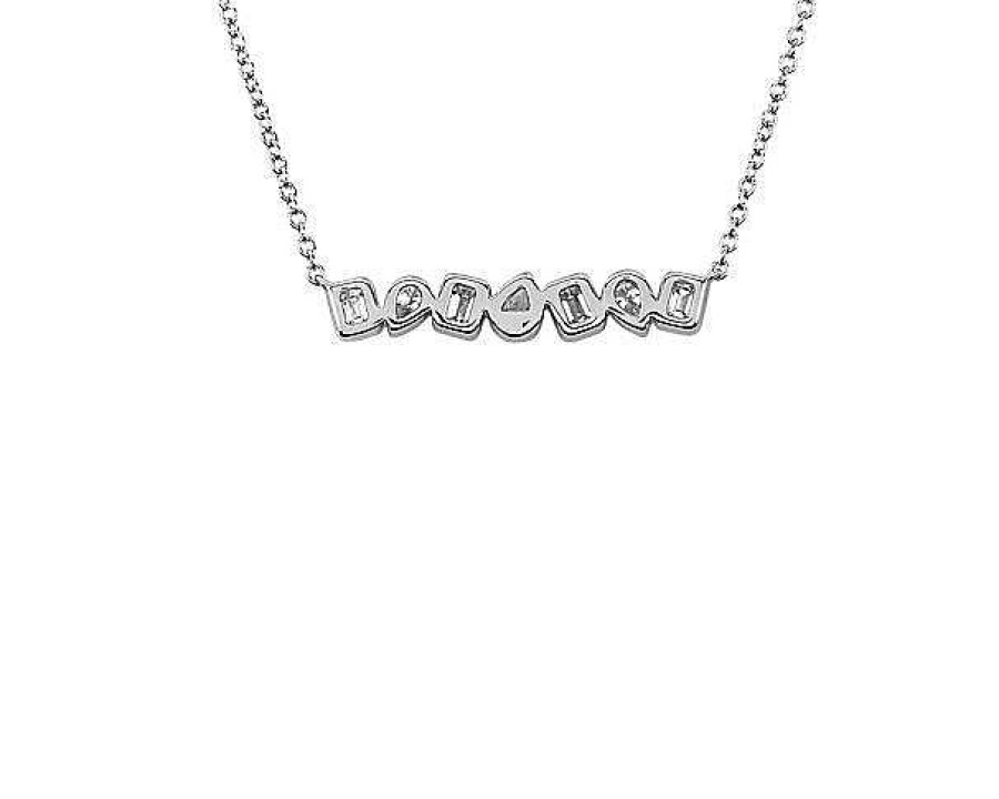 Necklaces | Blue Nile Fancy Shape Diamond Bar Necklace In 14K White Gold (5/8 Ct. Tw.)