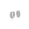 Earrings | Blue Nile Mini Diamond Pav Huggie Hoop Earrings In 14K White Gold (1/3 Ct. Tw.)