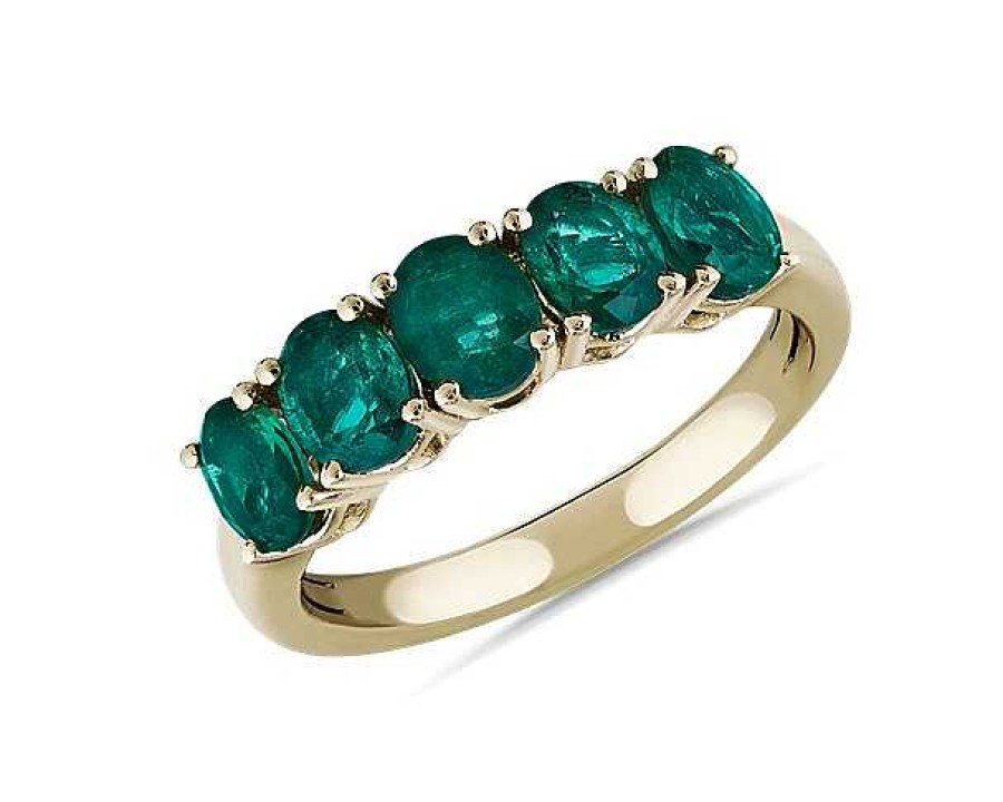 Rings | Blue Nile 5-Stone Oval Emerald Ring In 14K Yellow Gold (5X4Mm)