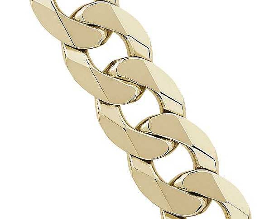 Bracelets | Blue Nile 8" Flat Beveled Curb Chain Bracelet In 14K Yellow Gold (9.5 Mm)