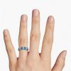 Rings | Blue Nile Oval Sapphire & Round Diamond Double Row Ring In 14K White Gold