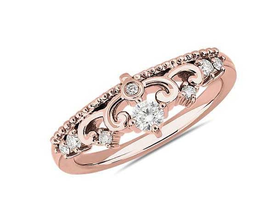 Rings | Blue Nile Intricate Crown Jewel Diamond Ring In 18K Rose Gold (1/4 Ct. Tw.)