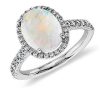 Rings | Blue Nile Opal And Diamond Halo Ring In 18K White Gold (10X8Mm)