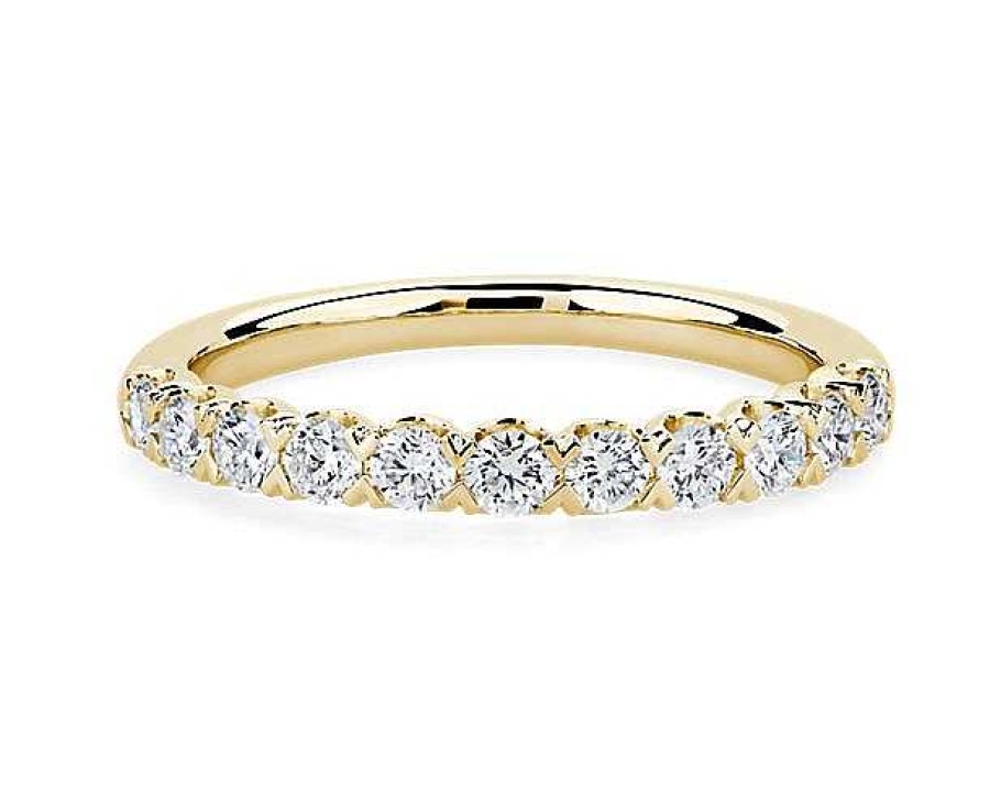 Women'S Rings | Blue Nile V-Prong Pave Diamond Anniversary Ring In 14K Yellow Gold (1/2 Ct. Tw.)