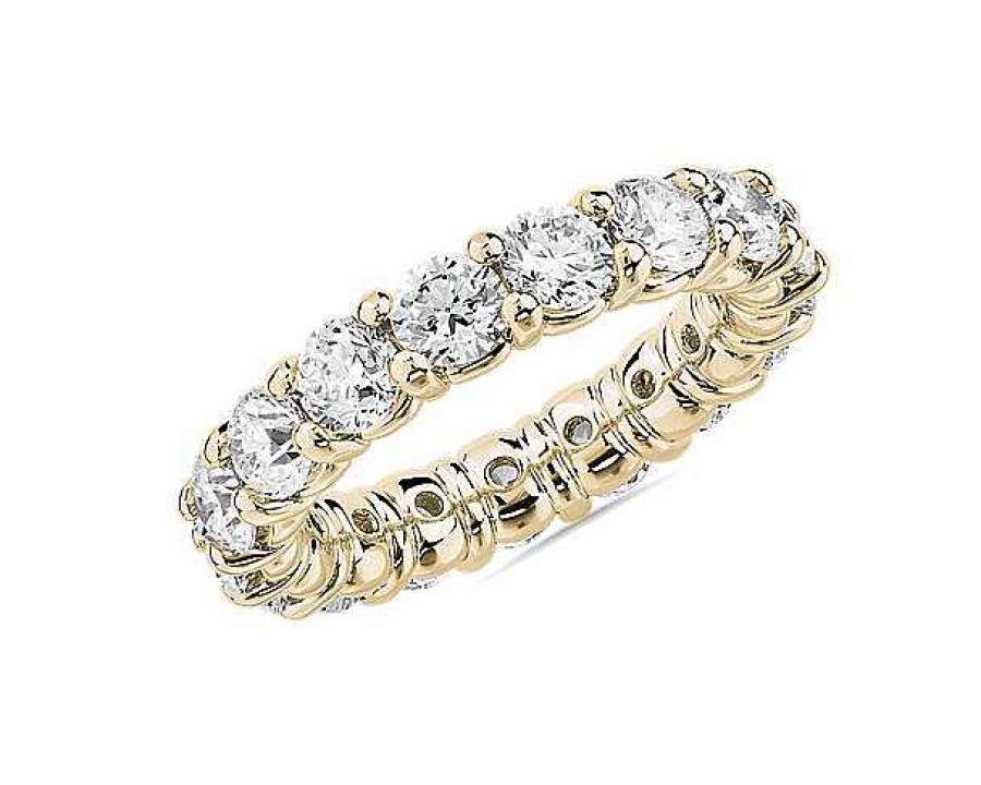 Women'S Rings | Blue Nile Comfort Fit Round Brilliant Diamond Eternity Ring In 18K Yellow Gold (4 Ct. Tw.)