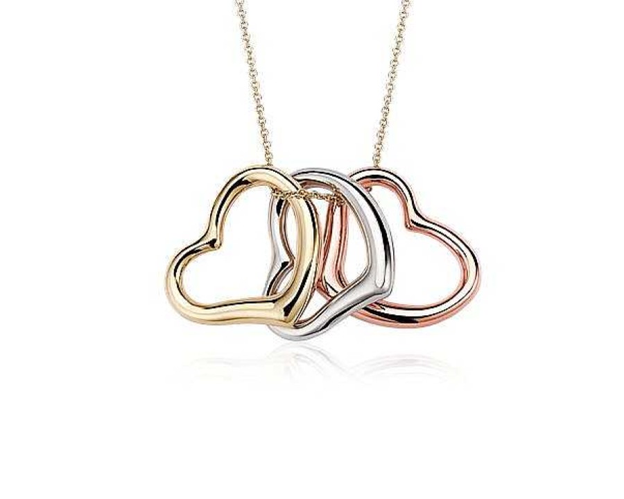 Necklaces | Blue Nile 18" Heart Pendant In 14K Tri-Color Gold (1 Mm)