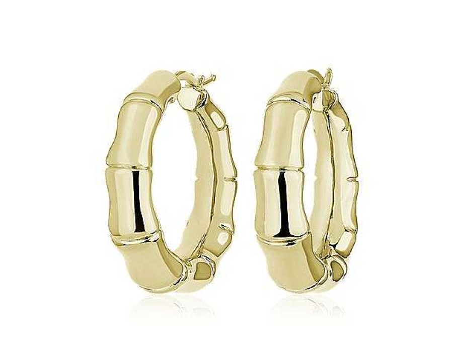 Earrings | Blue Nile Bamboo Hoop Earrings In 14K Yellow Gold