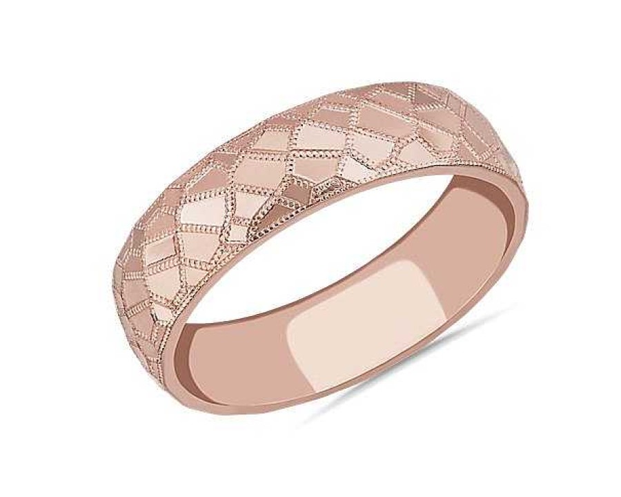 Men'S Rings | Blue Nile Mosaic Polished Wedding Ring In 18K Rose Gold (6Mm)