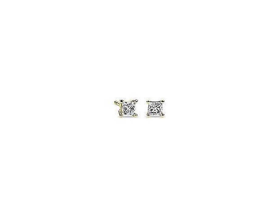 Earrings | Blue Nile Princess Cut Diamond Stud Earrings In 14K Yellow Gold (1/4 Ct. Tw.)