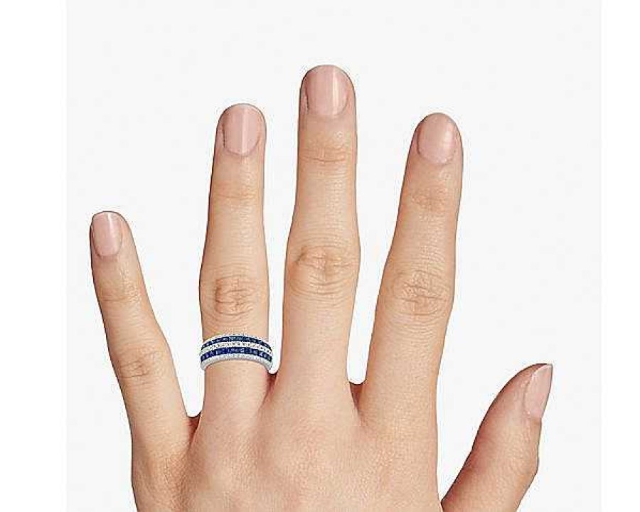 Rings | Blue Nile Alternating Sapphire And Diamond Ring In 14K White Gold