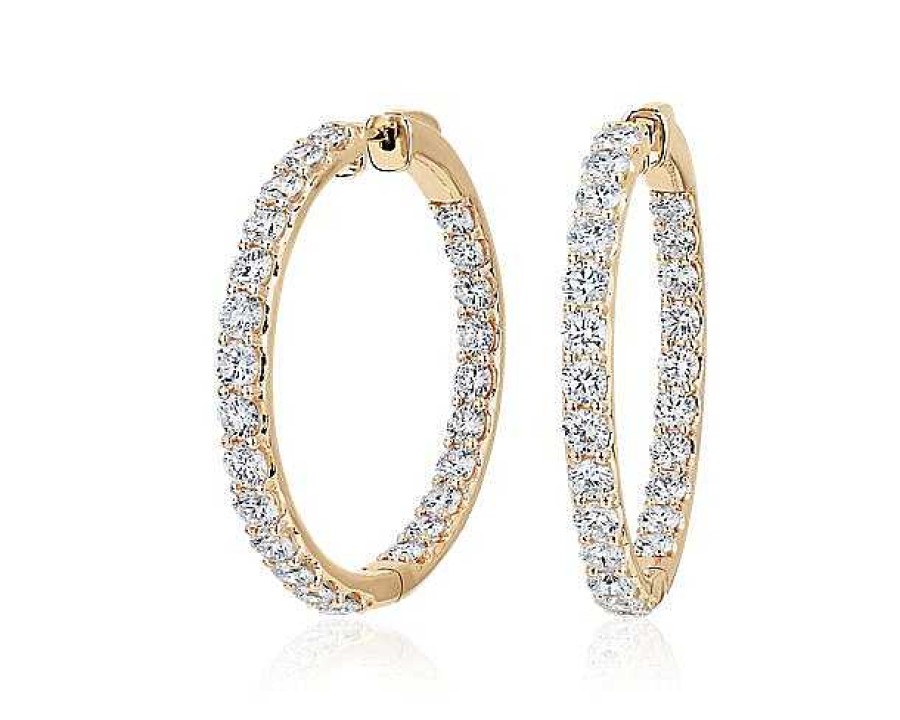 Earrings | Blue Nile Lab Grown Diamond Eternity Hoop Earrings In 14K Yellow Gold (7 Ct. Tw.)