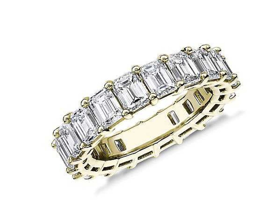 Women'S Rings | Blue Nile Lab Grown Diamond Emerald Cut Eternity Ring In 14K Yellow Gold (6 Ct. Tw.)