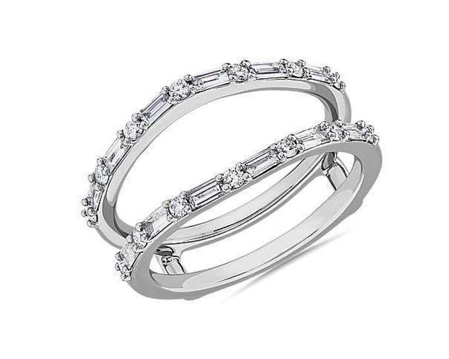 Women'S Rings | Blue Nile Baguette And Round Diamond Insert In 18K White Gold (1/2 Ct. Tw.)