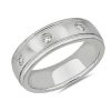 Men'S Rings | Blue Nile Milgrain Burnished Set Diamond Wedding Ring In 14K White Gold (5 Mm, 1/5 Ct. Tw.)