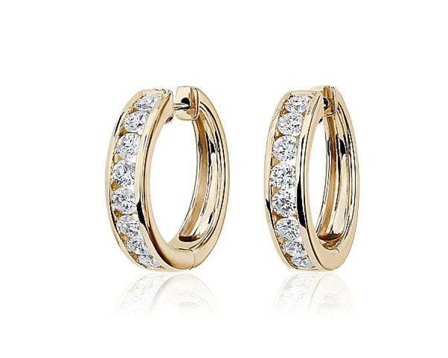 Earrings | Blue Nile Lab Grown Diamond Channel Hoop Earrings In 14K Yellow Gold (2 Ct. Tw.)