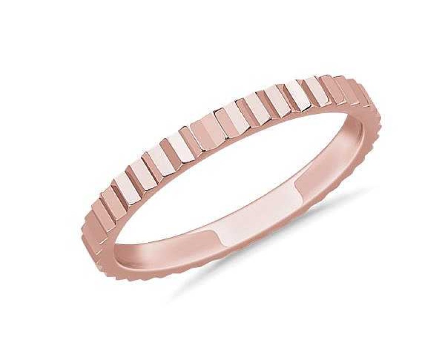 Women'S Rings | Blue Nile Stackable Vertical Mirrors Ring In 14K Rose Gold (2Mm)