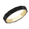 Men'S Rings | Blue Nile Faceted Profile Flat Edge Contemporary Ring In Tungsten And 14K Yellow Gold (4Mm)