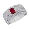 Rings | Blue Nile Emerald Cut Bezel Set Ruby Pav Ring In Platinum (1 Ct. Tw.)