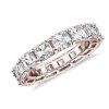 Women'S Rings | Blue Nile Asscher Cut Diamond Eternity Ring In 14K Rose Gold (7 Ct. Tw.)