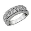 Rings | Blue Nile Alternating Baguette Fashion Ring With Diamond Border In 14K White Gold (1 1/2 Ct. Tw.)