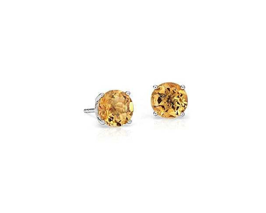 Earrings | Blue Nile Citrine Stud Earrings In 14K White Gold (7Mm)