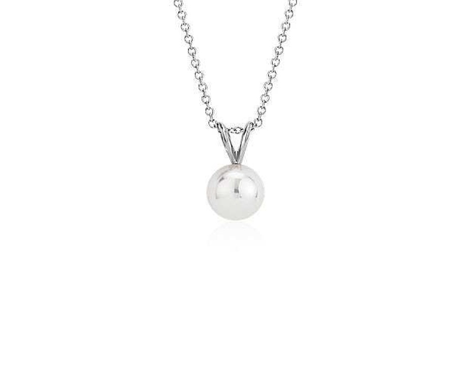 Necklaces | Blue Nile 16" Premier Akoya Cultured Pearl Pendant In 18K White Gold (8.0-8.5Mm)