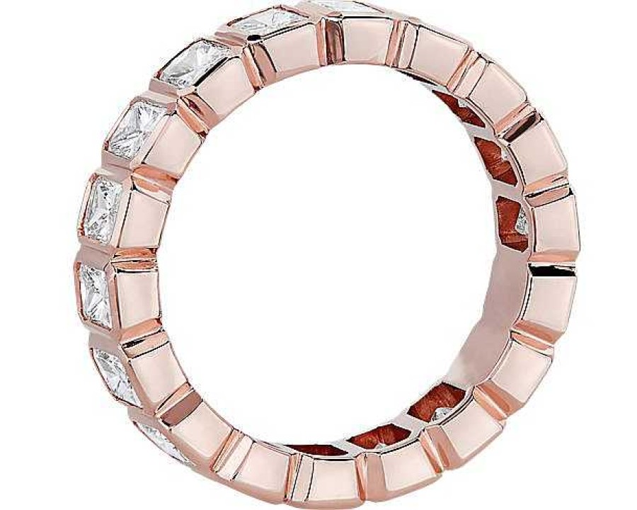 Women'S Rings | Blue Nile Bezel Radiant Diamond Eternity Ring In 14K Rose Gold (3 Ct. Tw.)