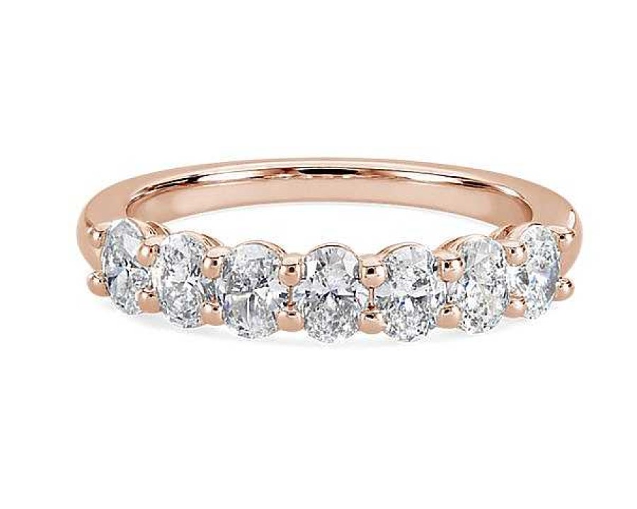 Women'S Rings | Blue Nile Seven Stone Oval Diamond Ring In 14K Rose Gold (1 Ct. Tw.)