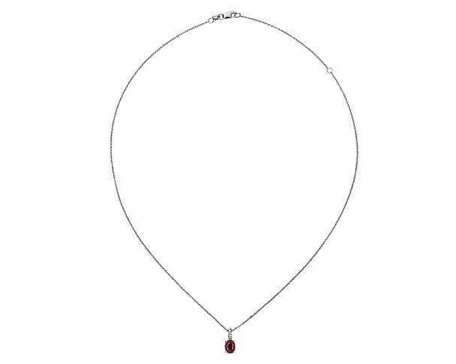 Necklaces | Blue Nile Oval Ruby And Diamond Pendant In 14K White Gold