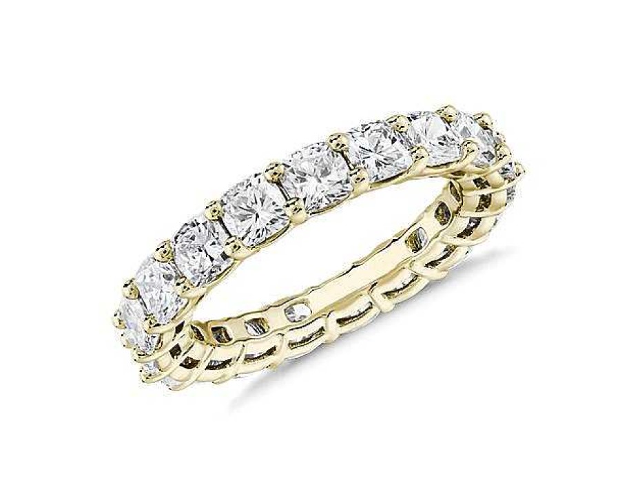 Women'S Rings | Blue Nile Cushion Cut Diamond Eternity Ring In 14K Yellow Gold (4 Ct. Tw.)