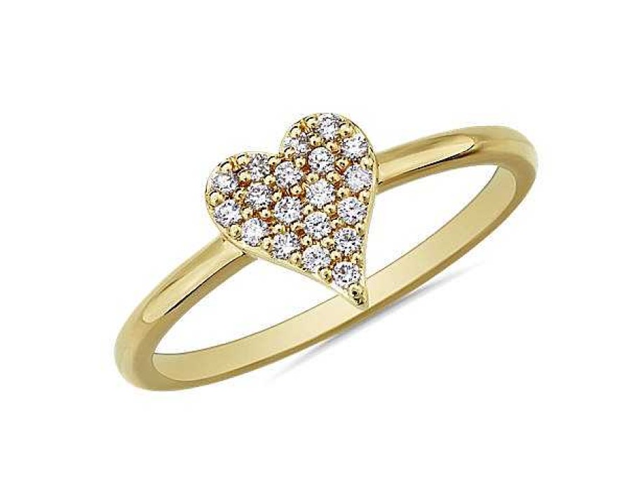 Rings | Blue Nile Alternating Diamond Heart Fashion Ring In 14K Yellow Gold