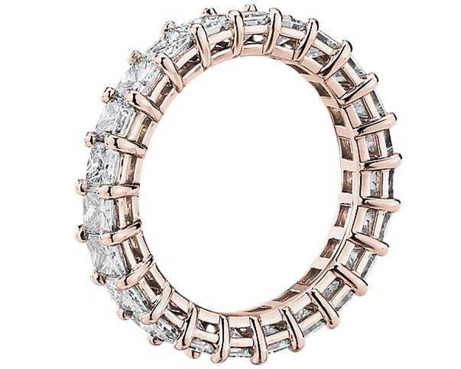 Women'S Rings | Blue Nile Princess Cut Diamond Eternity Ring In 14K Rose Gold (3 Ct. Tw.)