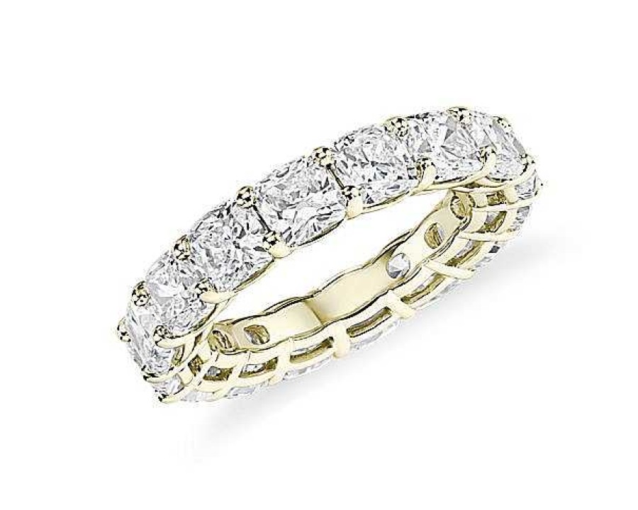 Women'S Rings | Blue Nile Lab Grown Diamond Cushion Cut Eternity Ring In 14K Yellow Gold (7 Ct. Tw.)