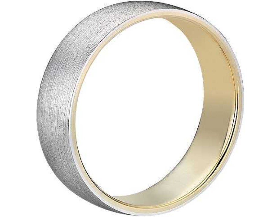 Men'S Rings | Blue Nile Matte Classic Wedding Ring In Platinum And 18K Yellow Gold (6Mm)