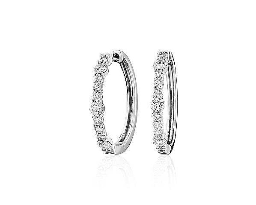 Earrings | Blue Nile Crescendo Hoop Earrings In 14K White Gold (1 Ct. Tw.)