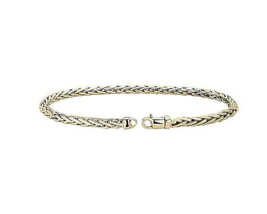 Bracelets | Blue Nile 8.75" Men'S Diamond Cut Square Franco Bracelet In 14K Yellow Gold (4.4 Mm)