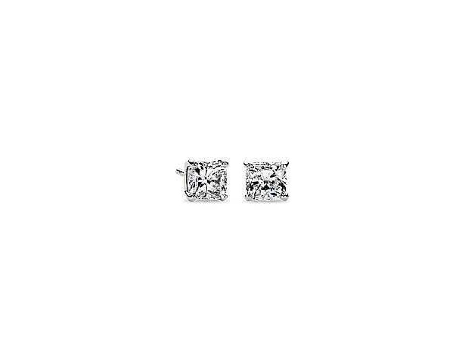 Earrings | Blue Nile Cushion Cut Diamond Stud Earrings In 14K White Gold (1 Ct. Tw.)