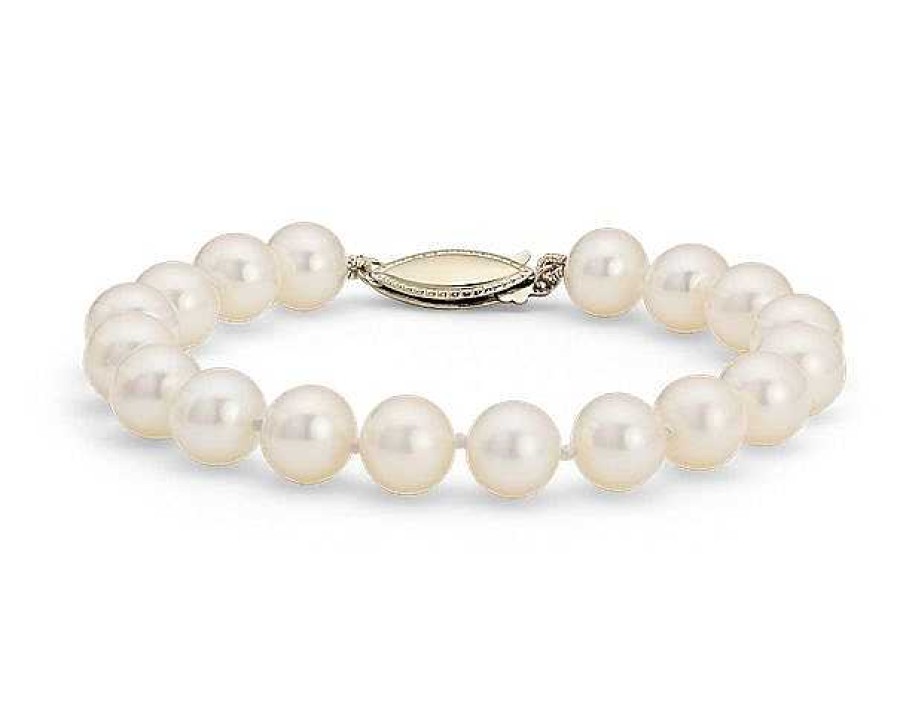 Bracelets | Blue Nile 7.5" Freshwater Cultured Pearl Bracelet In 14K Yellow Gold (8.0-8.5Mm)