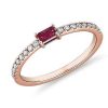 Rings | Blue Nile Baguette Ruby And Diamond Pav Stacking Ring In 14K Rose Gold (3.5X2Mm)