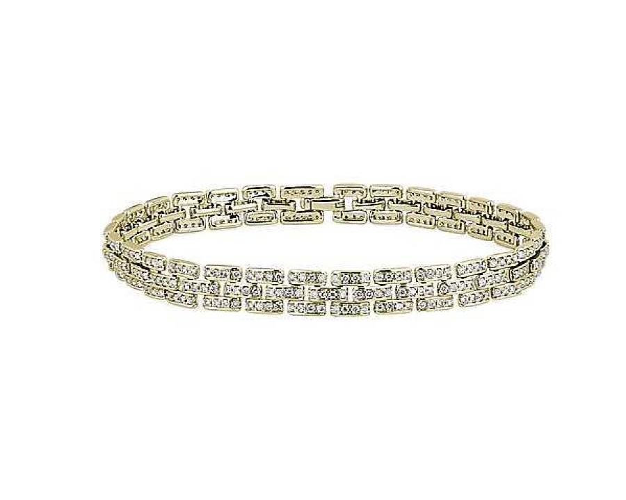 Bracelets | Blue Nile Diamond Panther Link Bracelet In 14K Yellow Gold (2 Ct. Tw.)