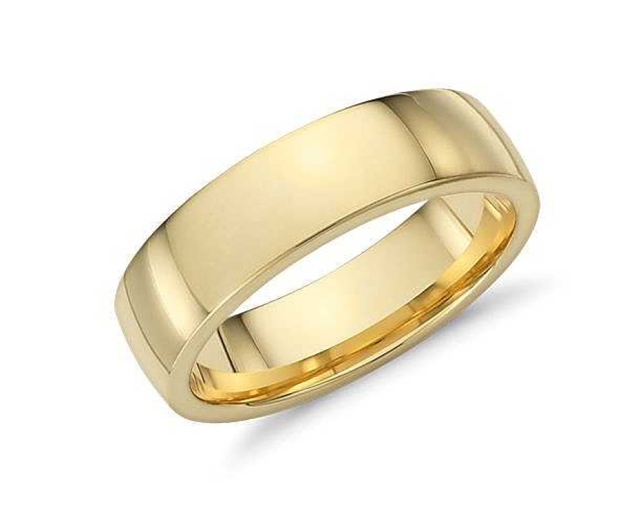 Men'S Rings | Blue Nile Low Dome Comfort Fit Wedding Ring In 18K Yellow Gold (6Mm)