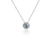 Necklaces | Blue Nile Aquamarine And Diamond Halo Pendant In 14K White Gold (7Mm)