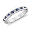 Women'S Rings | Blue Nile Channel Set Sapphire And Diamond Ring In 18K White Gold (0.18 Ct. Tw.)