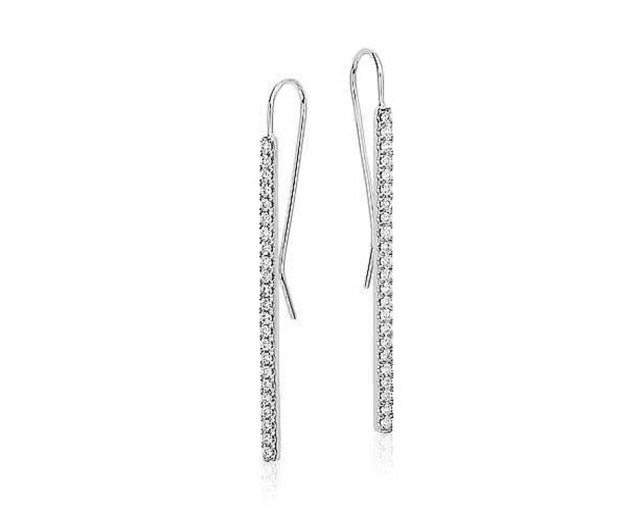 Earrings | Blue Nile Bar Diamond Drop Earrings In 14K White Gold (1/2 Ct. Tw.)