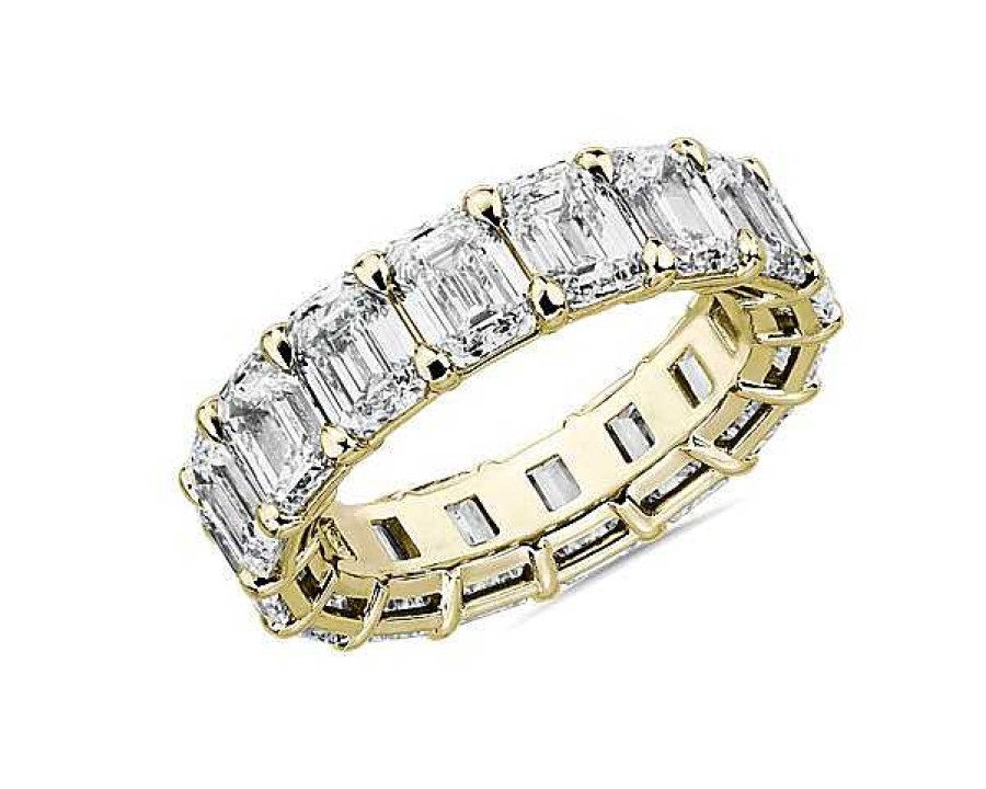 Women'S Rings | Blue Nile Lab Grown Diamond Emerald Cut Eternity Ring In 14K Yellow Gold (8 Ct. Tw.)