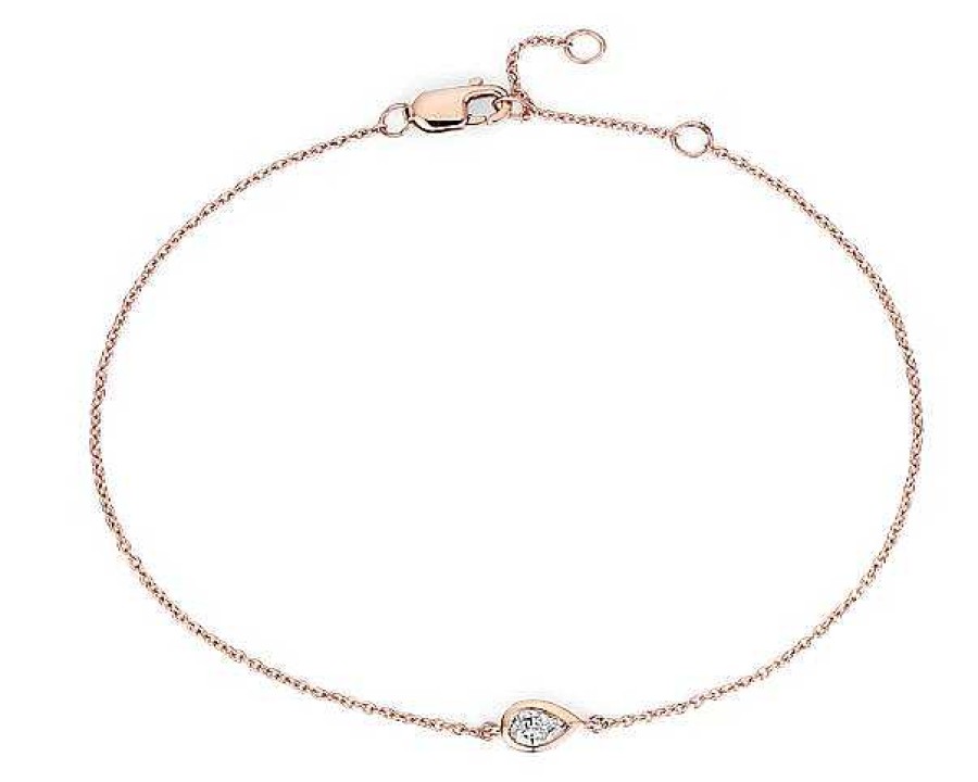 Bracelets | Blue Nile Mini Bezel Set Pear Cut Diamond Bracelet In 14K Rose Gold (1/6 Ct. Tw.)