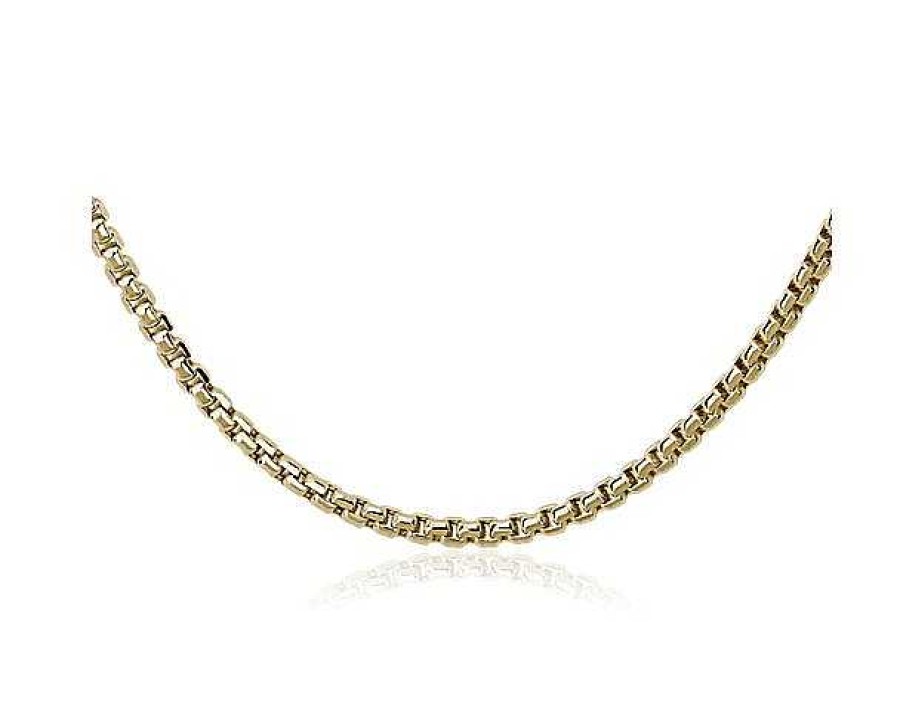 Necklaces | Blue Nile 22" Semi-Solid Men'S Round Box Chain In 14K Yellow Gold (3.6 Mm)