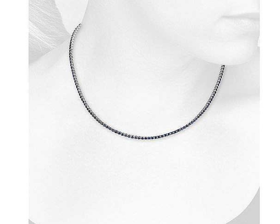 Necklaces | Blue Nile 17.5" Blue Sapphire Eternity Necklace In 14K White Gold