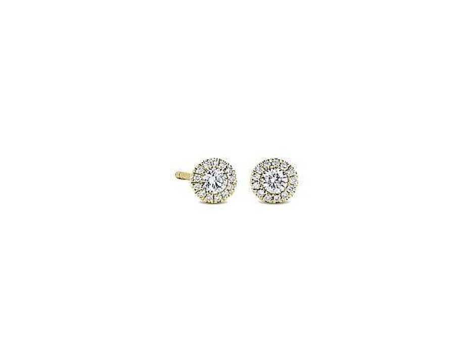 Earrings | Blue Nile Diamond Halo Stud Earrings In 14K Yellow Gold (1/4 Ct. Tw.)