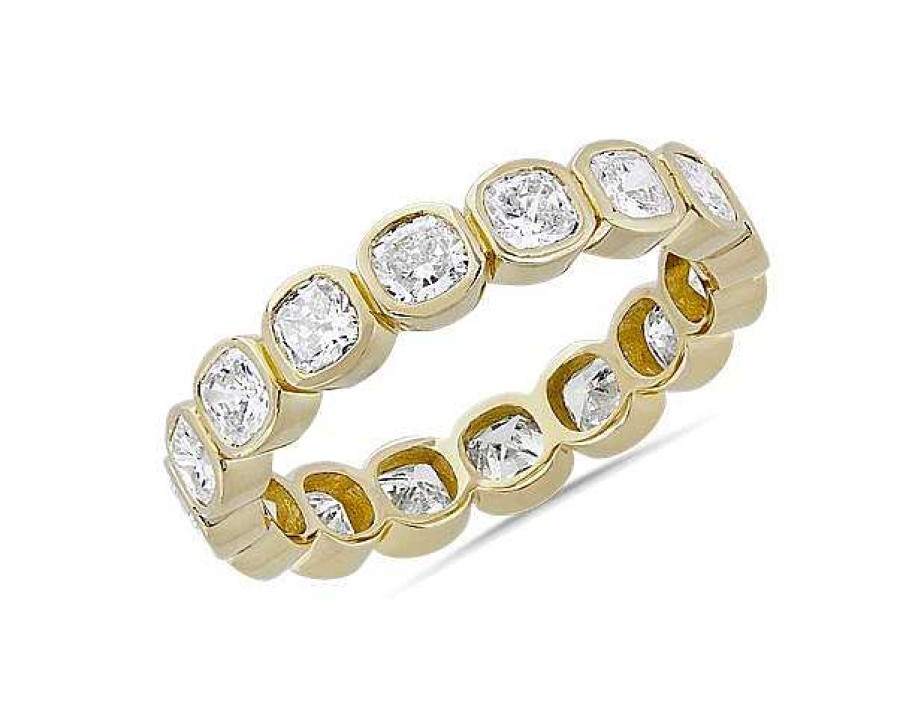 Women'S Rings | Blue Nile Bezel Cushion Diamond Eternity Ring In 14K Yellow Gold (2 1/4 Ct. Tw.)